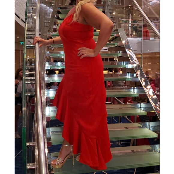 Sexy Red High Low Evening Dress - Picture 4 of 4